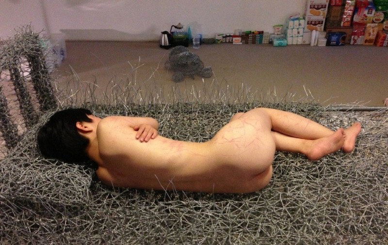 女藝術家睡鐵絲床  UFO探討
