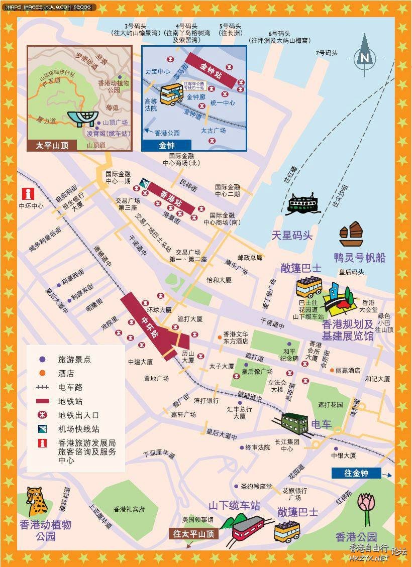 Hong Kong Map  香港旅游 +Sunset 夕陽